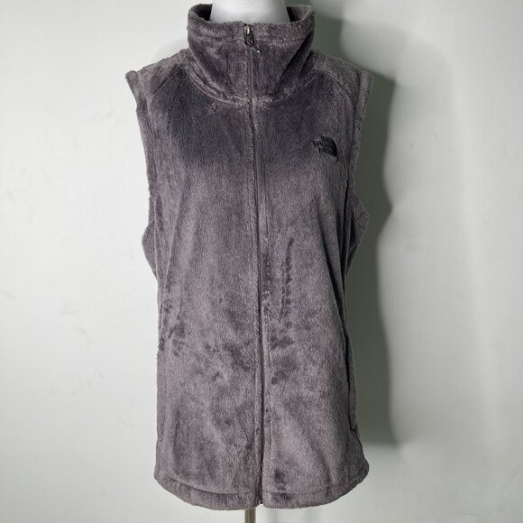 The North Face Women's Dark Grey Fur Osito Full Zip Vest Size XL - Picture 1 of 11